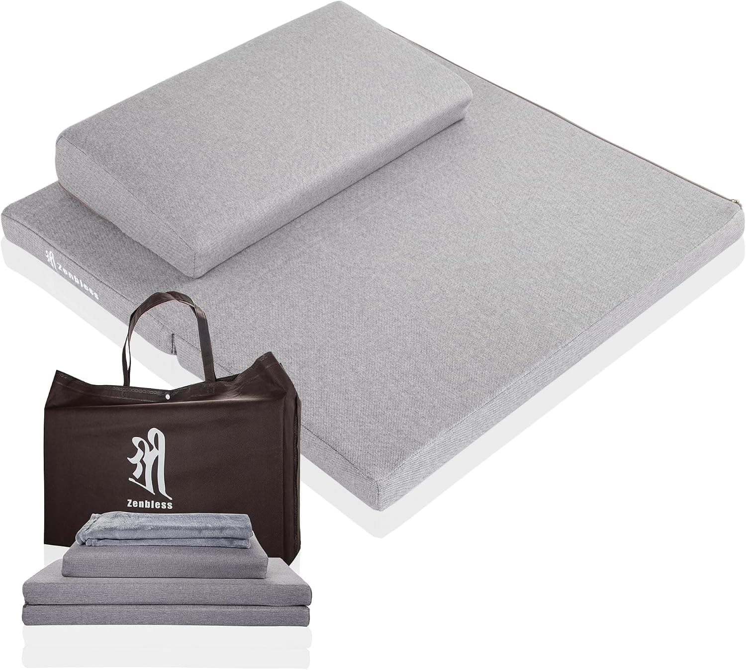 ZenBless Zafu and Zabuton Meditation Cushion Set, Large Square Meditation Mat and Pillow Set