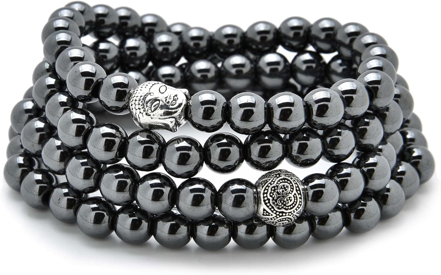 Buddha Charm Meditation Jewelry - 108 Mala Prayer Beads Bracelet or Necklace (African Turquoise)