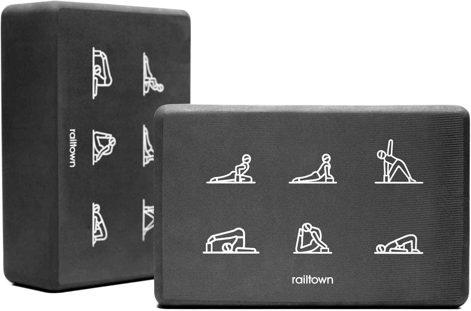 Premium Yoga Blocks 2 Pack - Foam Blocks with 6 Poses, 9x3x6 Inch, High Density and Odor Resistant