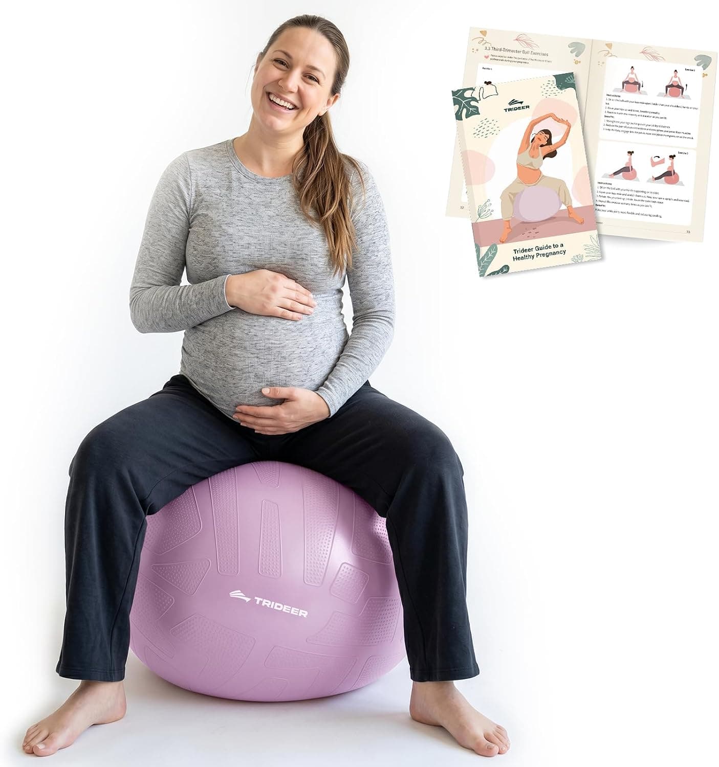 Trideer Pregnancy Birthing Ball, Extra Thick Anti-Burst Yoga Ball for Maternity and Labor