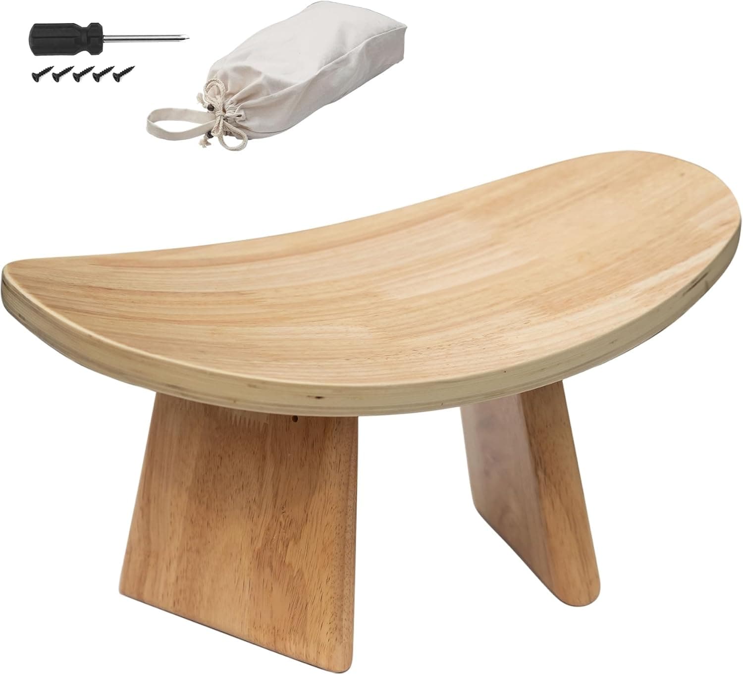 ROLUXENTIA Ergonomic Wooden Meditation Bench for Seiza and Yoga Practice - Portable Kneeling Seat
