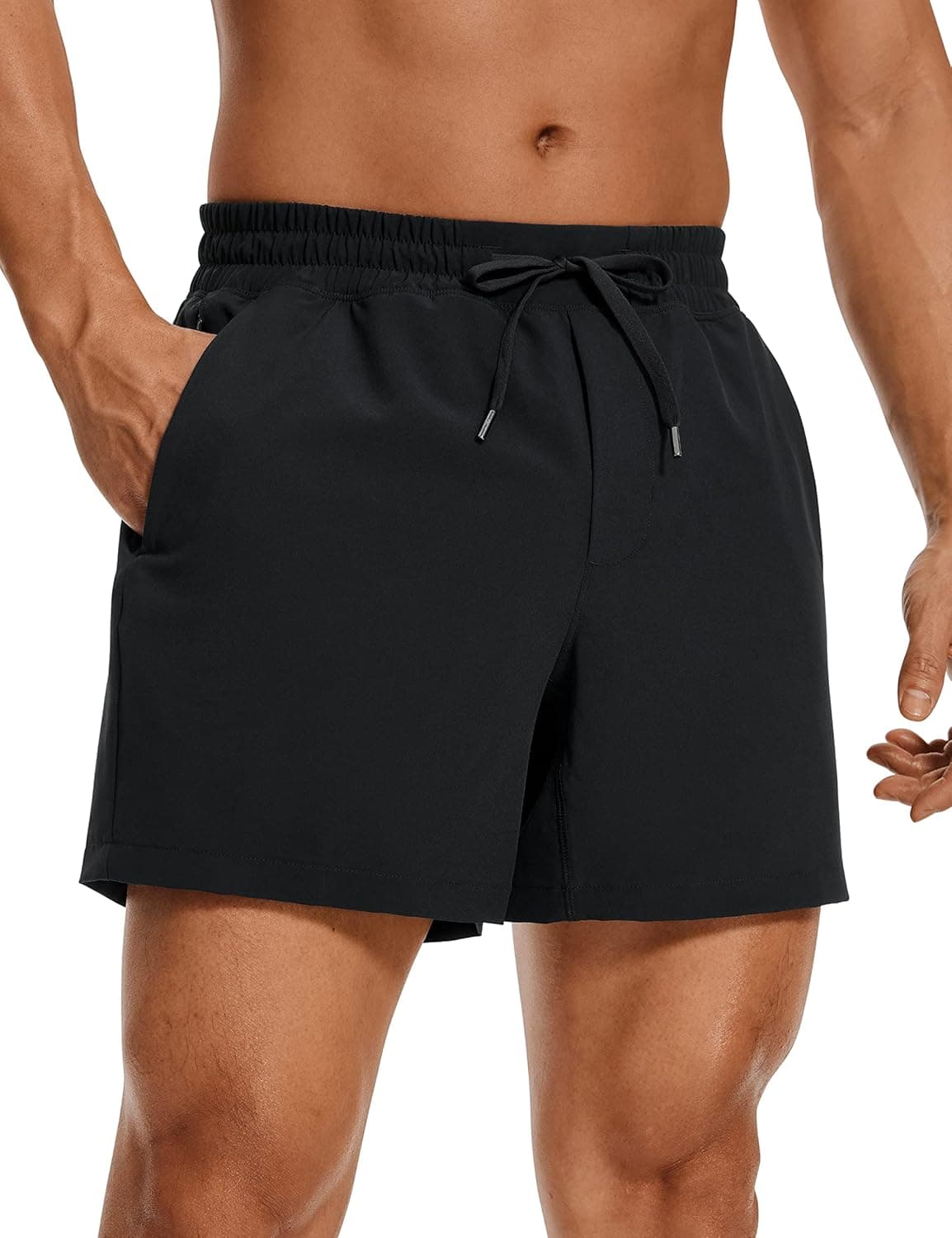 CRZ YOGA Men's Linerless Workout Shorts - 5 Inch Lightweight Quick Dry Running Athletic Gym Shorts with Pockets