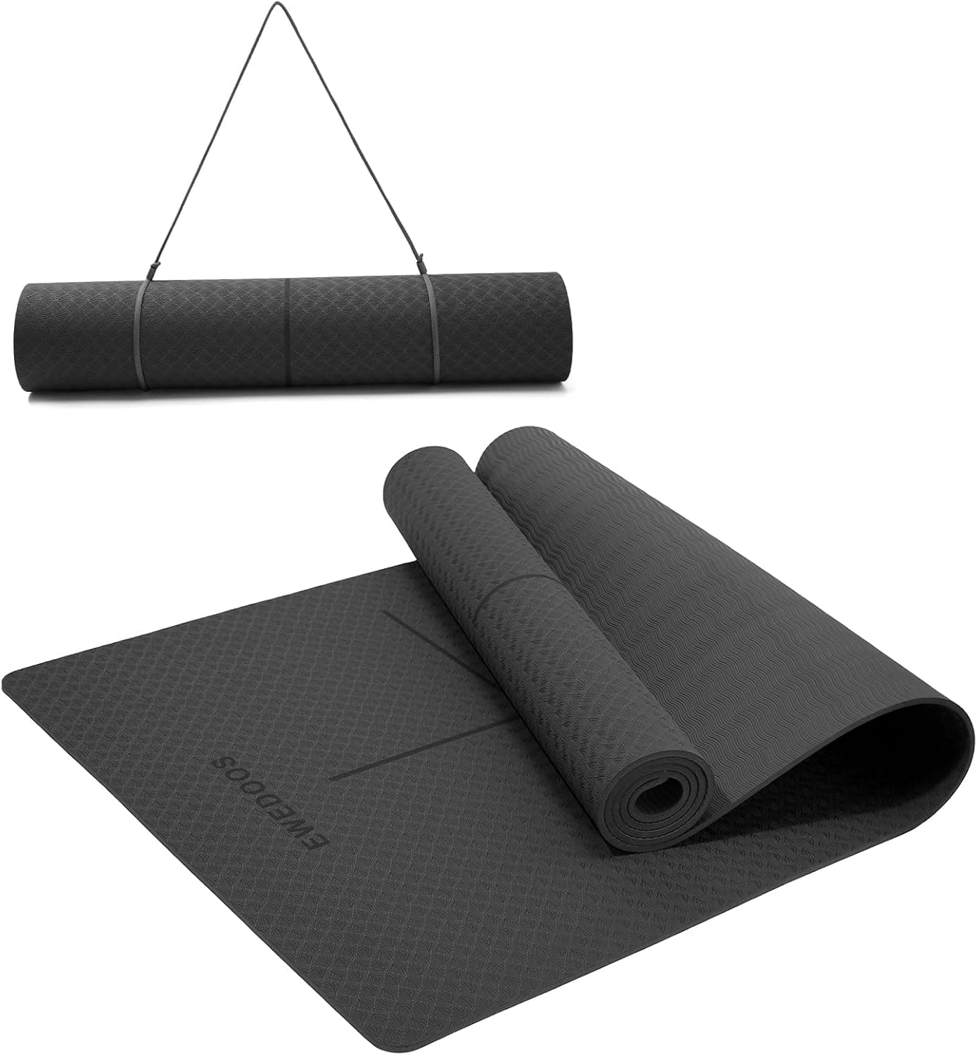 Ewedoos Eco Friendly Yoga Mat with Alignment Marks, TPE Non Slip, 1/4 Inch Thick