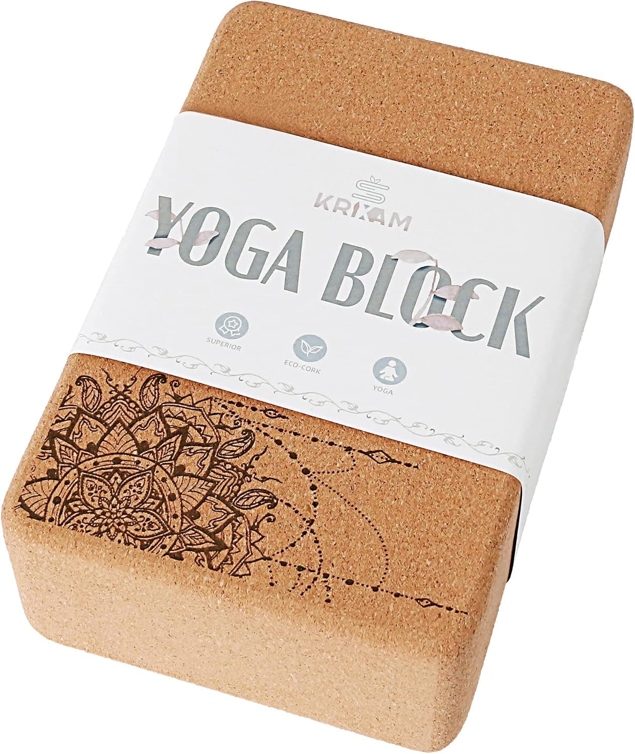 KRIXAM Cork Yoga Blocks, High Density Anti-Slip Surface, 9x6x3 Inch