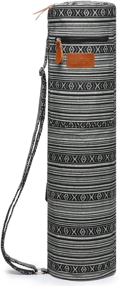 ELENTURE Full-Zip Canvas Pilates Yoga Mat Bag with Pockets and Adjustable Strap