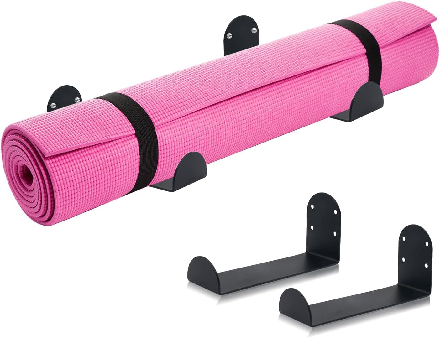 2-Pack Yoga Mat Rack Wall Mount, Wall Mounted Yoga Mat Storage Organizer for Home Gym