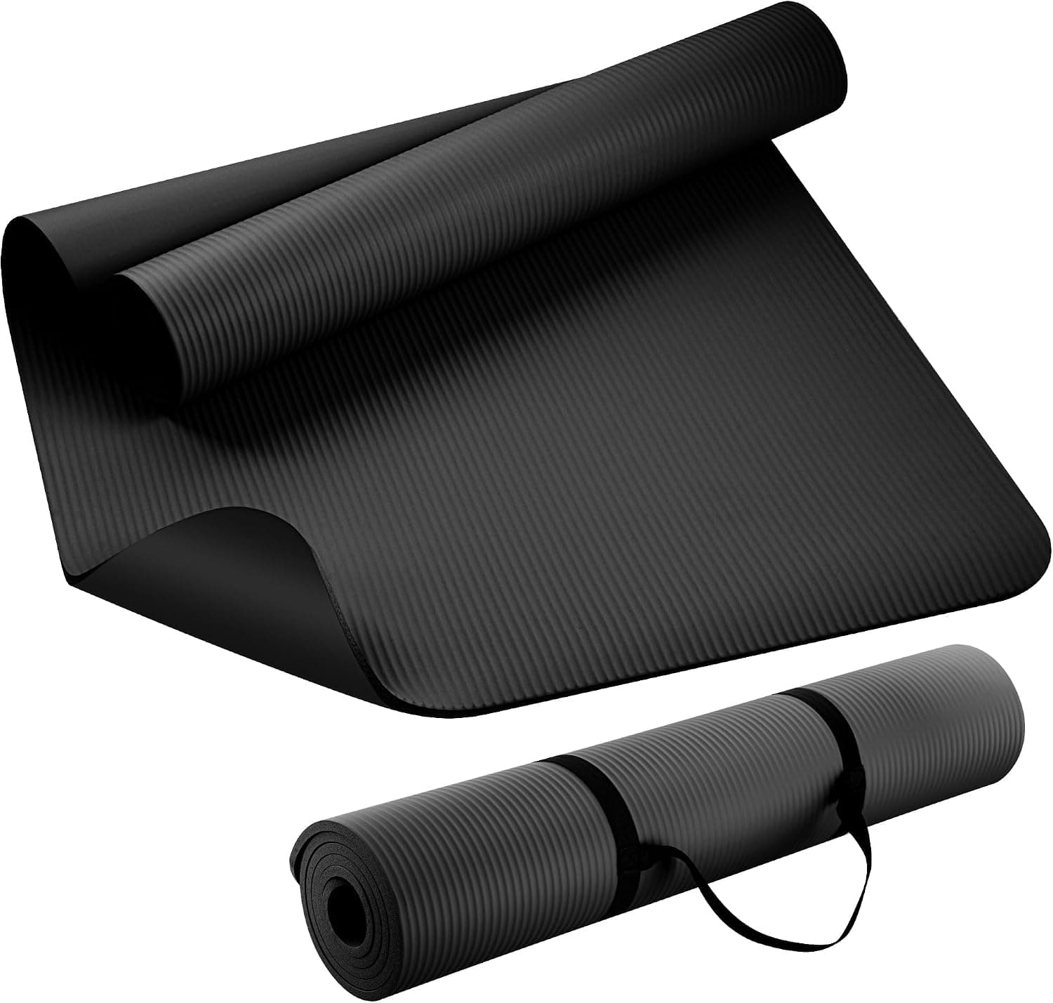 KEEP Extra Thick NBR Yoga Mat 10mm, 72 x 24 Inch Large Non-Slip Exercise Mat, Black
