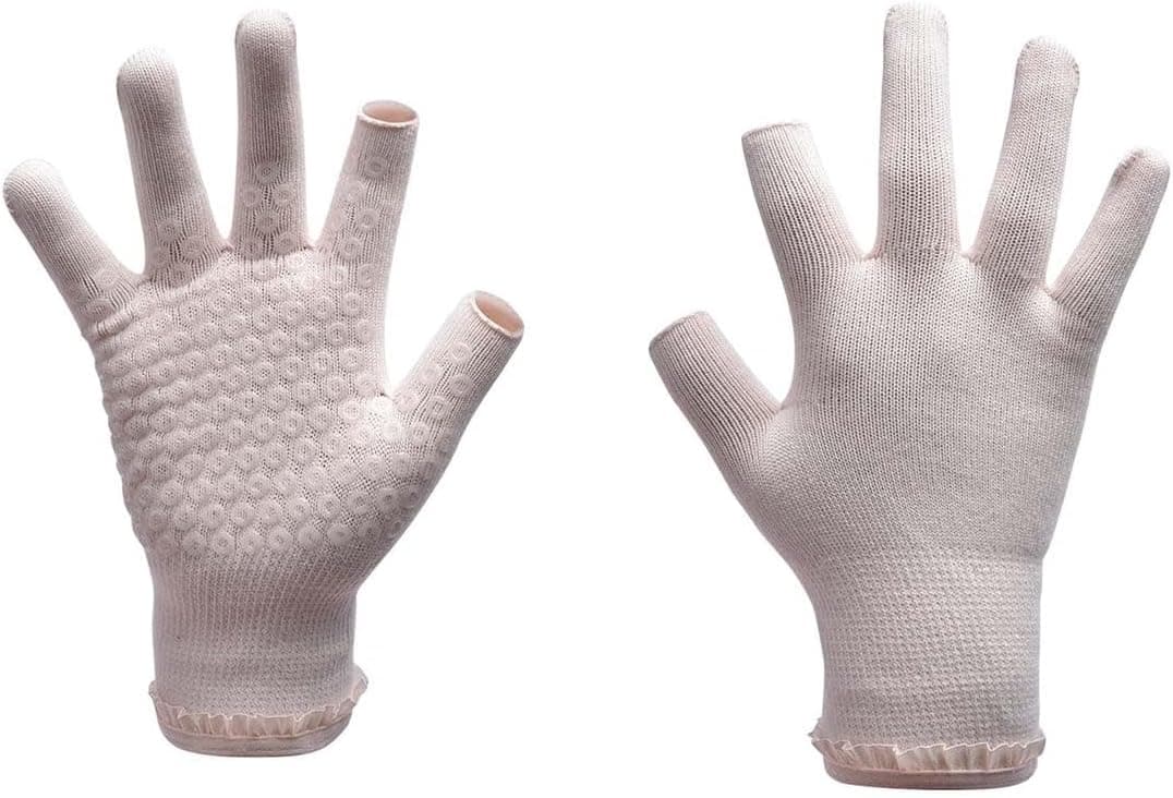 oasymala Women's Non-Slip Yoga Half-Finger Gloves, Breathable Cotton Grip Design