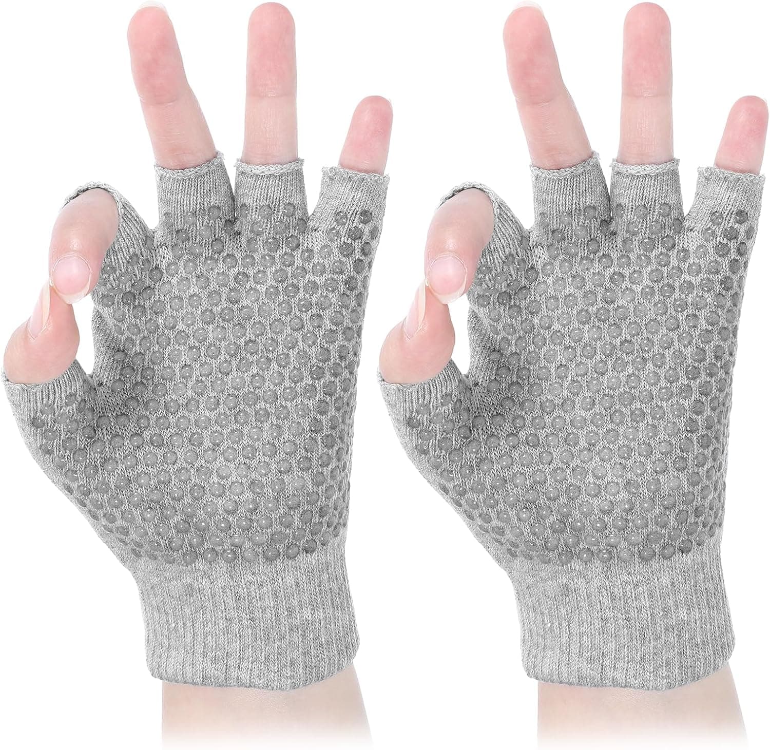 Jxiwfvl Pilates Gloves with Grips for Women, Fingerless Yoga Workout Gloves