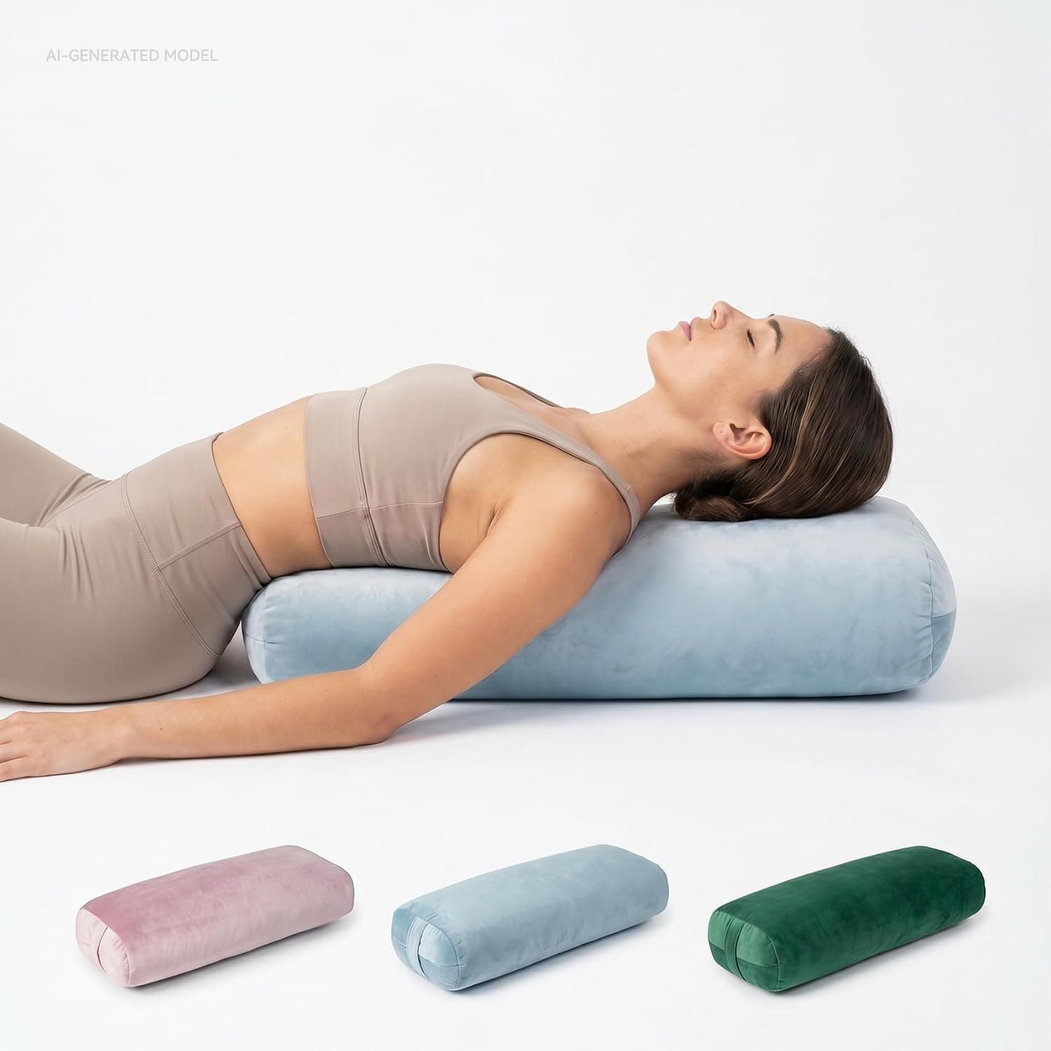 Zubeno Yoga Bolster Pillow, Curved Wedge for Deep Stretch and Prenatal Support, 25 x 12 x 5 inch